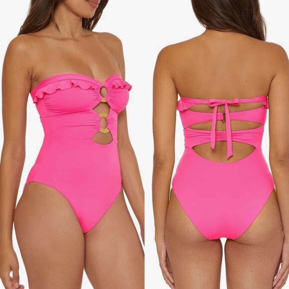 Soluna Swim Standard Buckle Up One Piece Bandeau Swimsuit Size XL - Picture 3 of 11